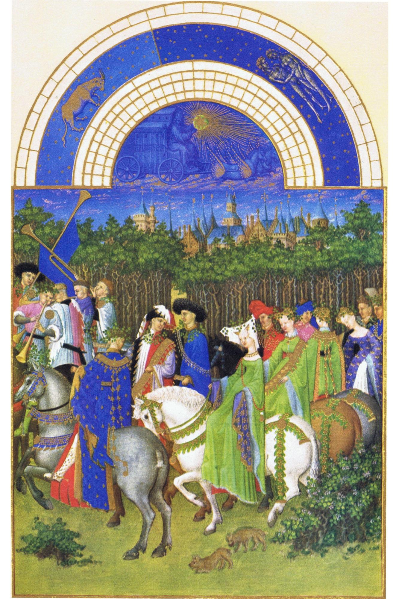 Art.com Le Tres Riches Heures Du Duc De Berry - May Art Print by Paul Herman & Jean Limbourg, 16" x 24"