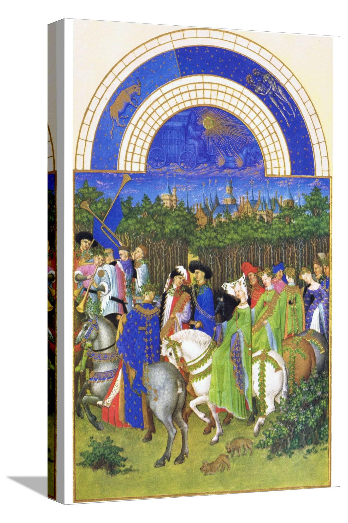 Art.com Le Tres Riches Heures Du Duc De Berry - May Stretched Canvas Print Wall Art by Paul Herman & Jean Limbourg, 12" x 18"