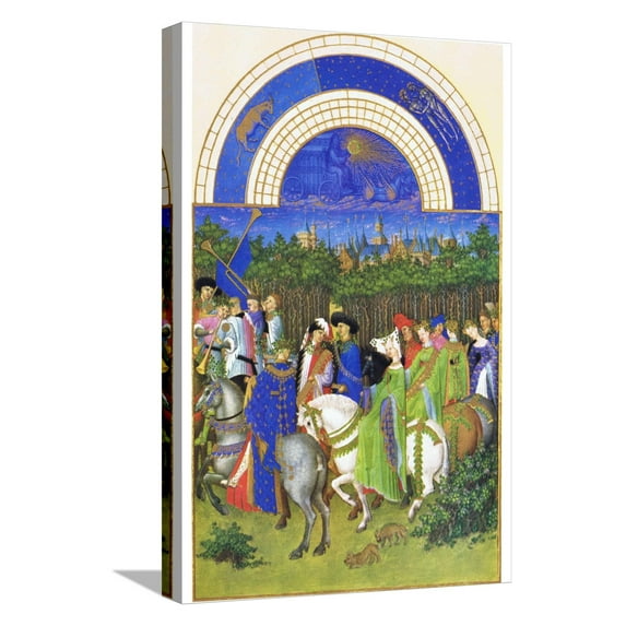 Art.com Le Tres Riches Heures Du Duc De Berry - May Stretched Canvas Print Wall Art by Paul Herman & Jean Limbourg, 12" x 18"