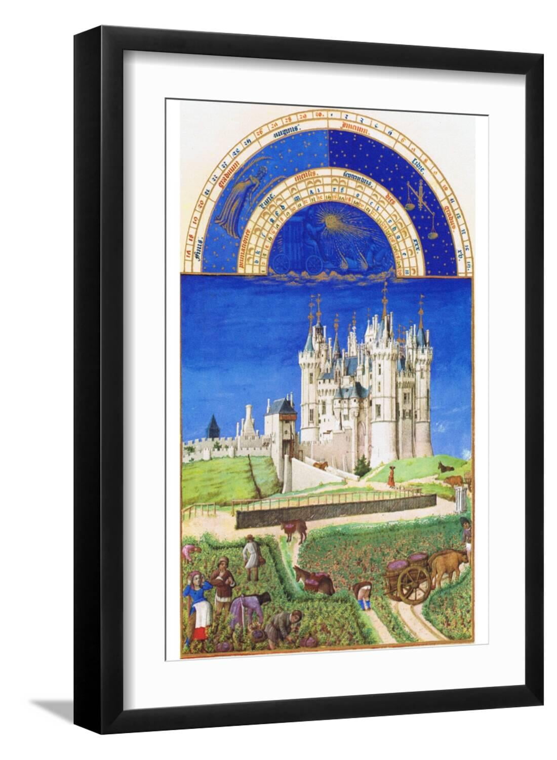 Art.com Le Tres Riches Heures Du Duc De Berry - September Art Print by Paul Herman & Jean Limbourg, Black Frame Wall Art, 17" x 23"