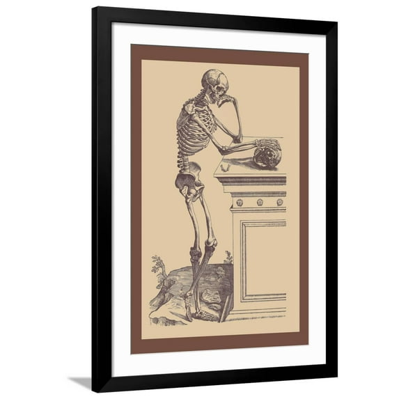 Art.com Leaning Skeleton Art Print by Andreas Vesalius, Black Frame Wall Art, 32" x 44"