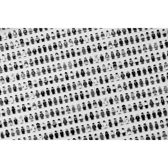 Art.com Lego Man Collection Black and White Art Print Poster Art Print, 18" x 12"