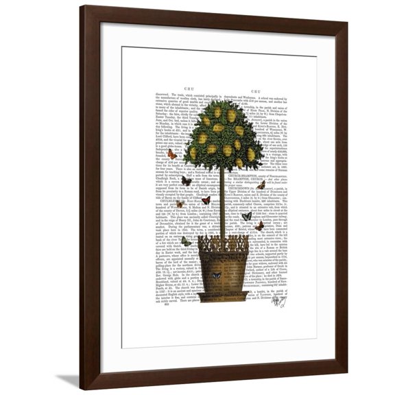 Art.com Lemon Tree Art Print by Fab Funky, Brown Frame Wall Art, 32" x 40"