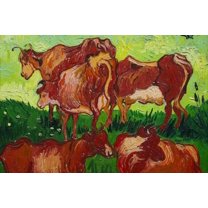 Art.com Les Vaches by Van Gogh Art Print by Vincent van Gogh, 18" x 12"