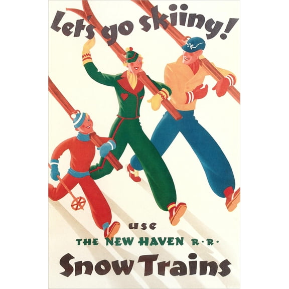Art.com Let's Go Skiing Poster Art Print, 12" x 18"