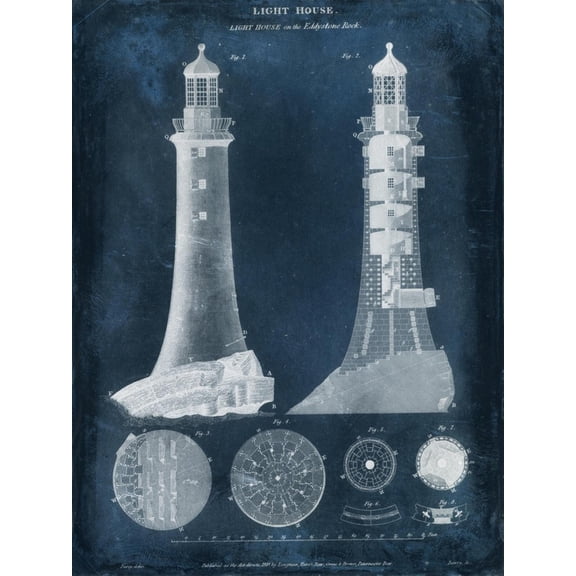 Art.com Lighthouse Blueprint Art Print by Vision Studio, 24" x 32"