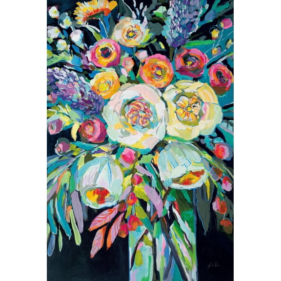 Art.com Lilys Bouquet Black Art Print by Jeanette Vertentes, 24" x 36"