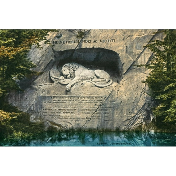 Art.com Lion Monument, Lucerne, Switzerland Art Print, 18" x 12"