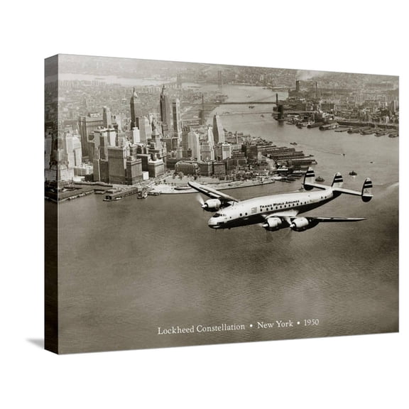 Art.com Lockheed Constellation, New York 1950 Stretched Canvas Print Wall Art by Clyde Sunderland, 24" x 18"