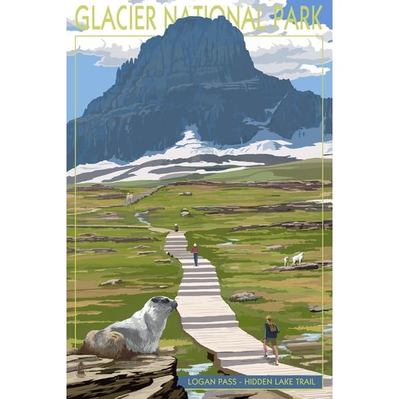 Art.com Logan Pass - Glacier National Park, Montana Art Print by Lantern Press, 12" x 18"