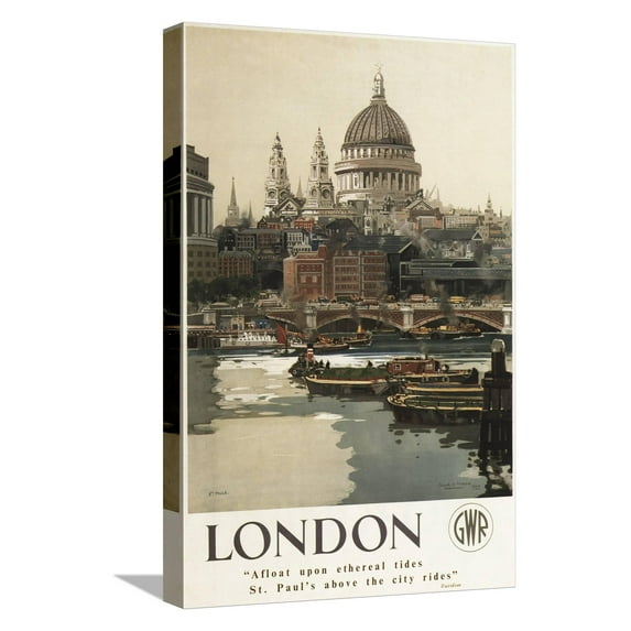 Art.com London, England - Great Western Railway St. Paul's Travel Poster Stretched Canvas Print Wall Art by Lantern Press, 12" x 18"
