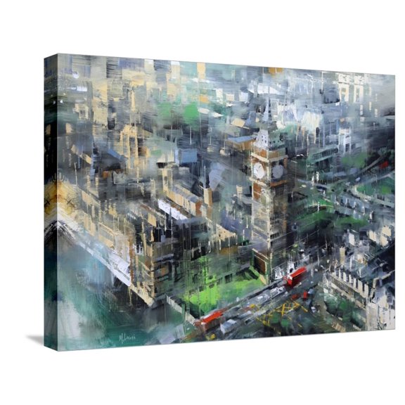 Art.com London Green - Big Ben Stretched Canvas Print Wall Art by Mark Lague, 24" x 18"