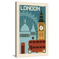 Art.com London - Woodblock Stretched Canvas Print Wall Art by Lantern Press, 24" x 36"