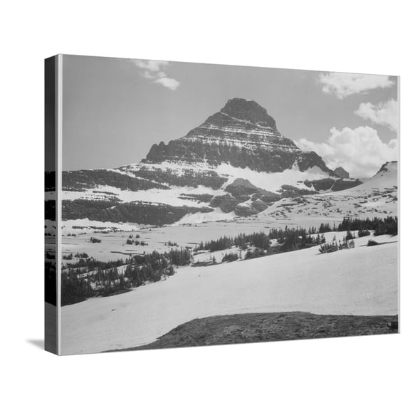 Art.com Looking Across Barren Land To Mountains From Logan Pass Glacier National Park Montana. 1933-1942 Stretched Canvas Print Wall Art by Ansel Adams, 24" x 18"