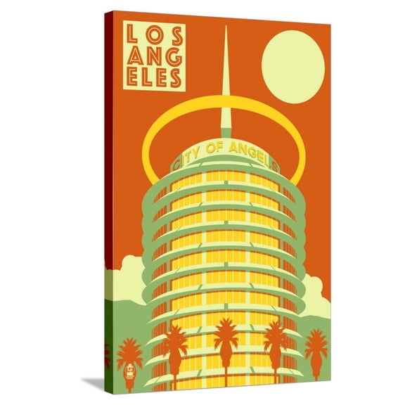 Art.com Los Angeles, California - City of Angels Stretched Canvas Print Wall Art by Lantern Press, 24" x 36"