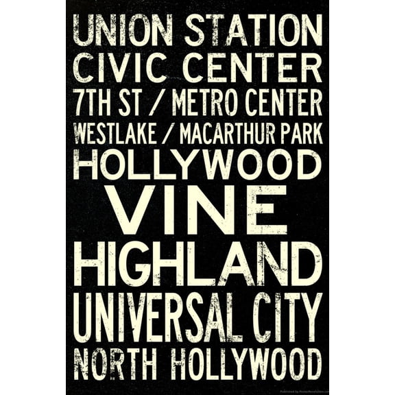 Art.com Los Angeles Metro Rail Stations Vintage Subway Retro Metro Travel Art Print, 12" x 18"