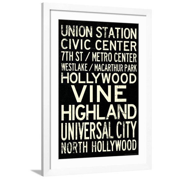 Art.com Los Angeles Metro Rail Stations Vintage Subway Retro Metro Travel Art Print, White Frame Wall Art, 32" x 44"