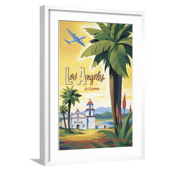 Art.com Los Angeles by Clipper Giclee Print by Kerne Erickson, White Frame Wall Art, 21" x 29"