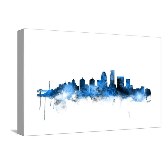 Art.com Louisville Kentucky City Skyline Stretched Canvas Print Wall Art by Michael Tompsett, 18" x 12"