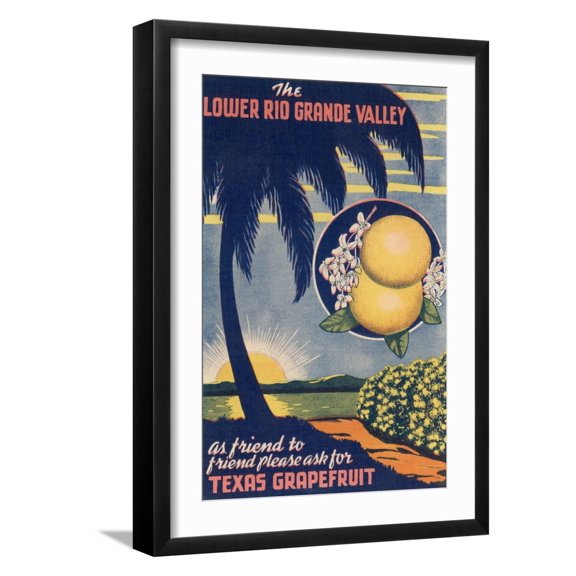 Art.com Lower Rio Grande Valley Grapefruit Art Print, Black Frame Wall Art, 17" x 23"