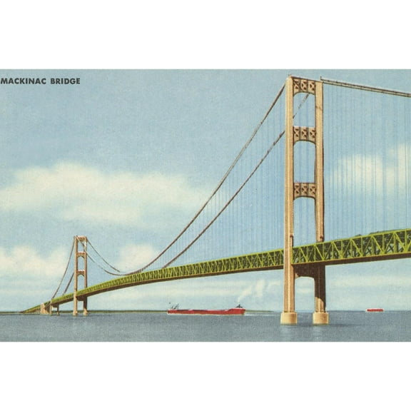 Art.com Mackinac Bridge, Michigan Art Print, 18" x 12"