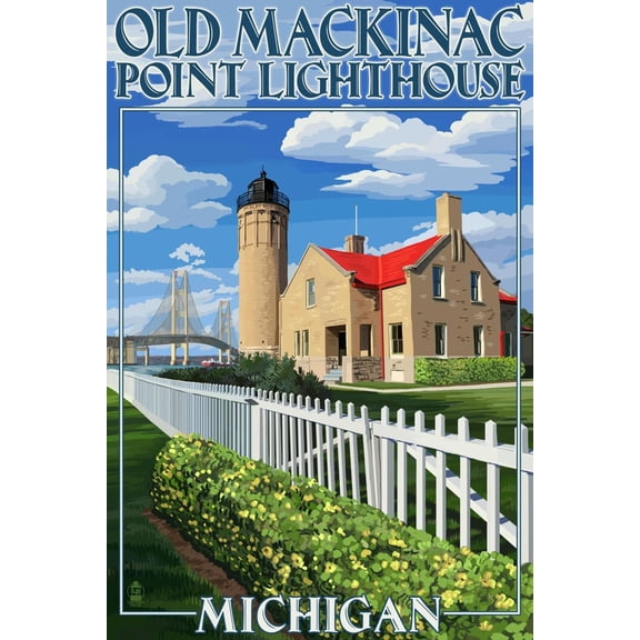 Art.com Mackinac Island, Michigan - Old Mackinac Lighthouse Art Print by Lantern Press, 16" x 24"