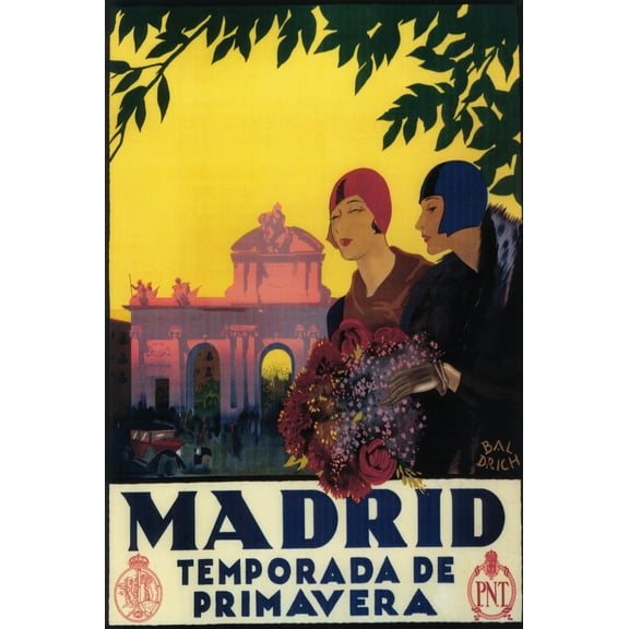 Art.com Madrid, Spain - Madrid in Springtime Travel Promotional Poster Art Print by Lantern Press, 12" x 18"