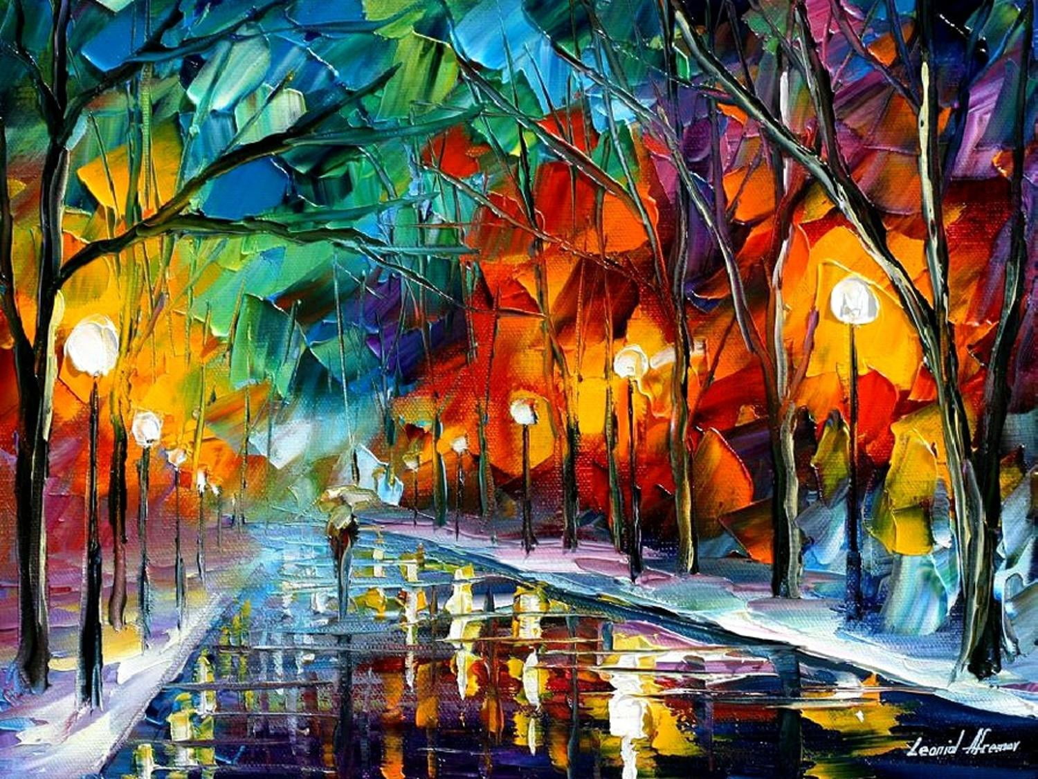 Magic Walk Vibrant Multicolor Canvas Art Print, 24" x 18"