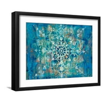 Art.com Mandala in Blue I Art Print by Danhui Nai, Black Frame Wall Art, 21" x 17"