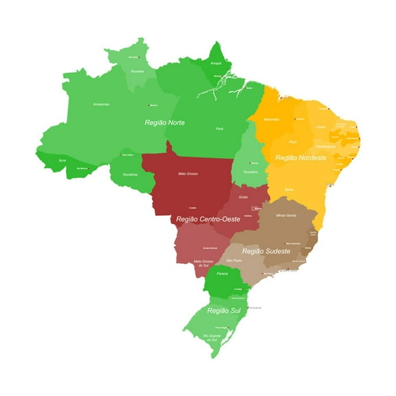 Art.com Map of Brazil Art Print by malachy120, 30" x 30"