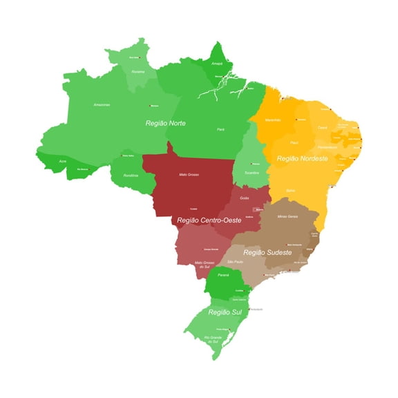 Art.com Map of Brazil Premium Giclee Print by malachy120, 16" x 16"