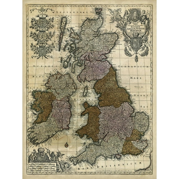 Art.com Map of England, Scotland and Ireland Art Print, 12" x 16"