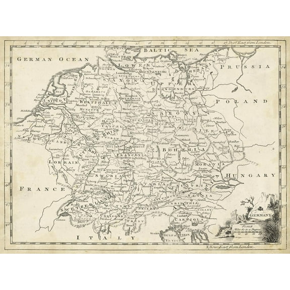 Art.com Map of Germany Art Print by T. Jeffreys, 16" x 12"