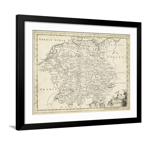 Art.com Map of Germany Art Print by T. Jeffreys, Black Frame Wall Art, 40" x 32"