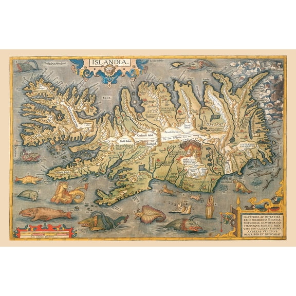 Art.com Map of Iceland Art Print by Abraham Ortelius, 18" x 12"