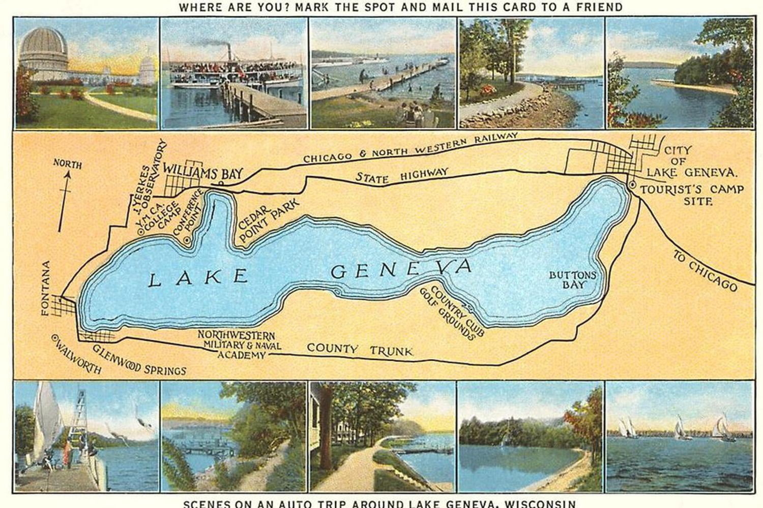 Art.com Map of Lake Geneva, Wisconsin Art Print, 24" x 16" - Walmart.com