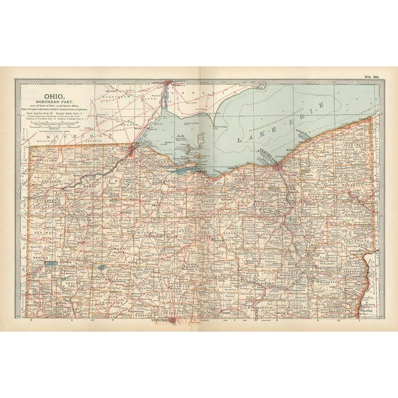Art.com Map of Ohio, Northern Part. United States Art Print by Encyclopaedia Britannica, 36" x 24"