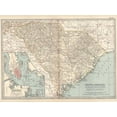 thumbnail image 1 of Art.com Map of South Carolina. United States. Inset Map of Charleston, Harbor and Vicinity Art Print by Encyclopaedia Britannica, 24" x 18", 1 of 4