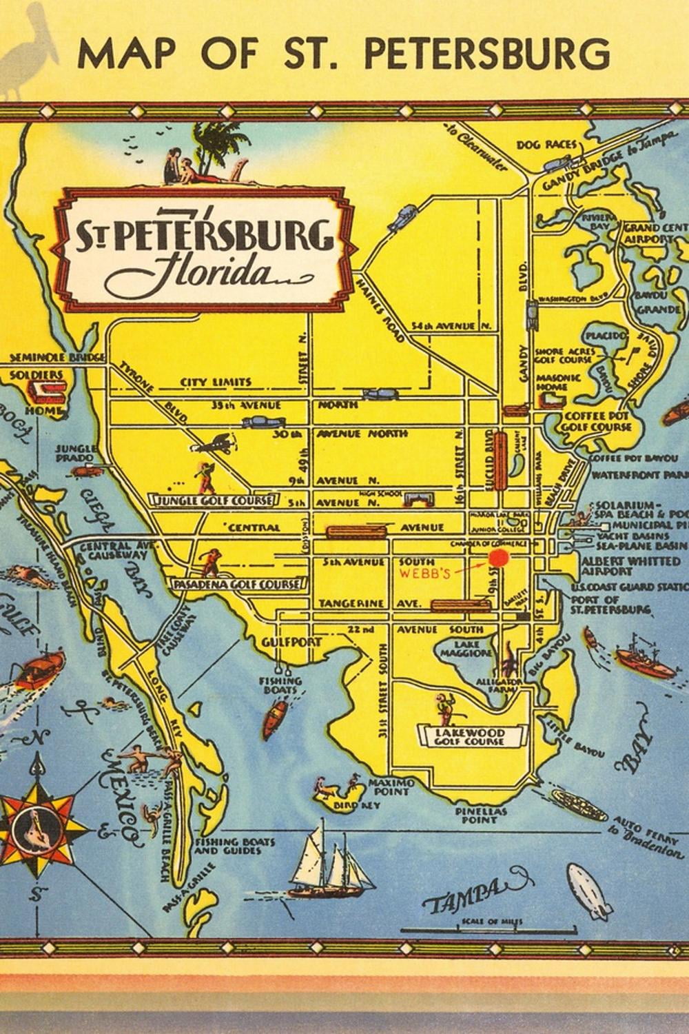 Art.com Map of St. Petersburg, Florida Art Print, 16\, image size:1000x1500