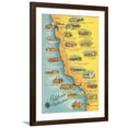 thumbnail image 1 of Art.com Map of the Missions, California Art Print, Brown Frame Wall Art, 32" x 44", 1 of 5