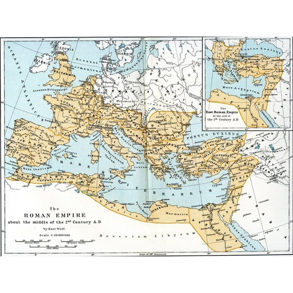 Art.com Map of the Roman Empire, 2nd Century Ad Giclee Print, 16" x 12"