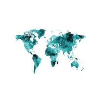 Art.com Map of the World Map Watercolor Art Print by Michael Tompsett, 18" x 12"