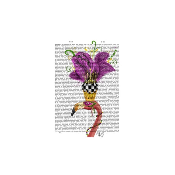 Art.com Mardi Gras Flamingo Portrait Art Print by Fab Funky, 12" x 16"