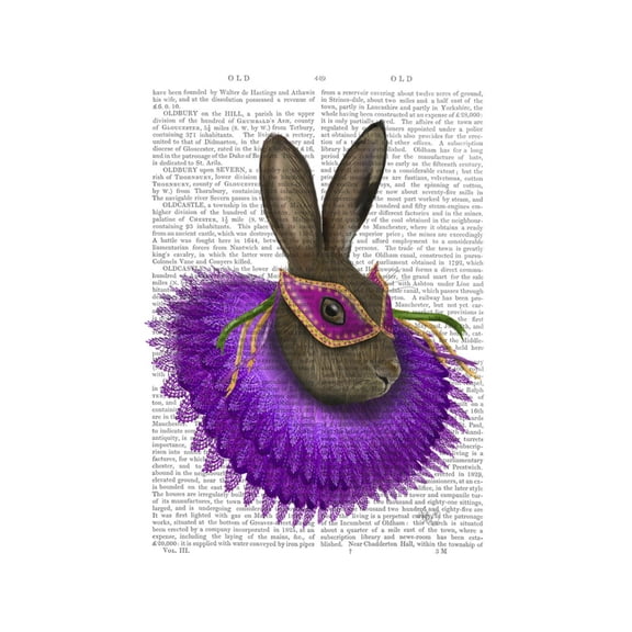 Art.com Mardi Gras Hare Art Print by Fab Funky, 12" x 16"