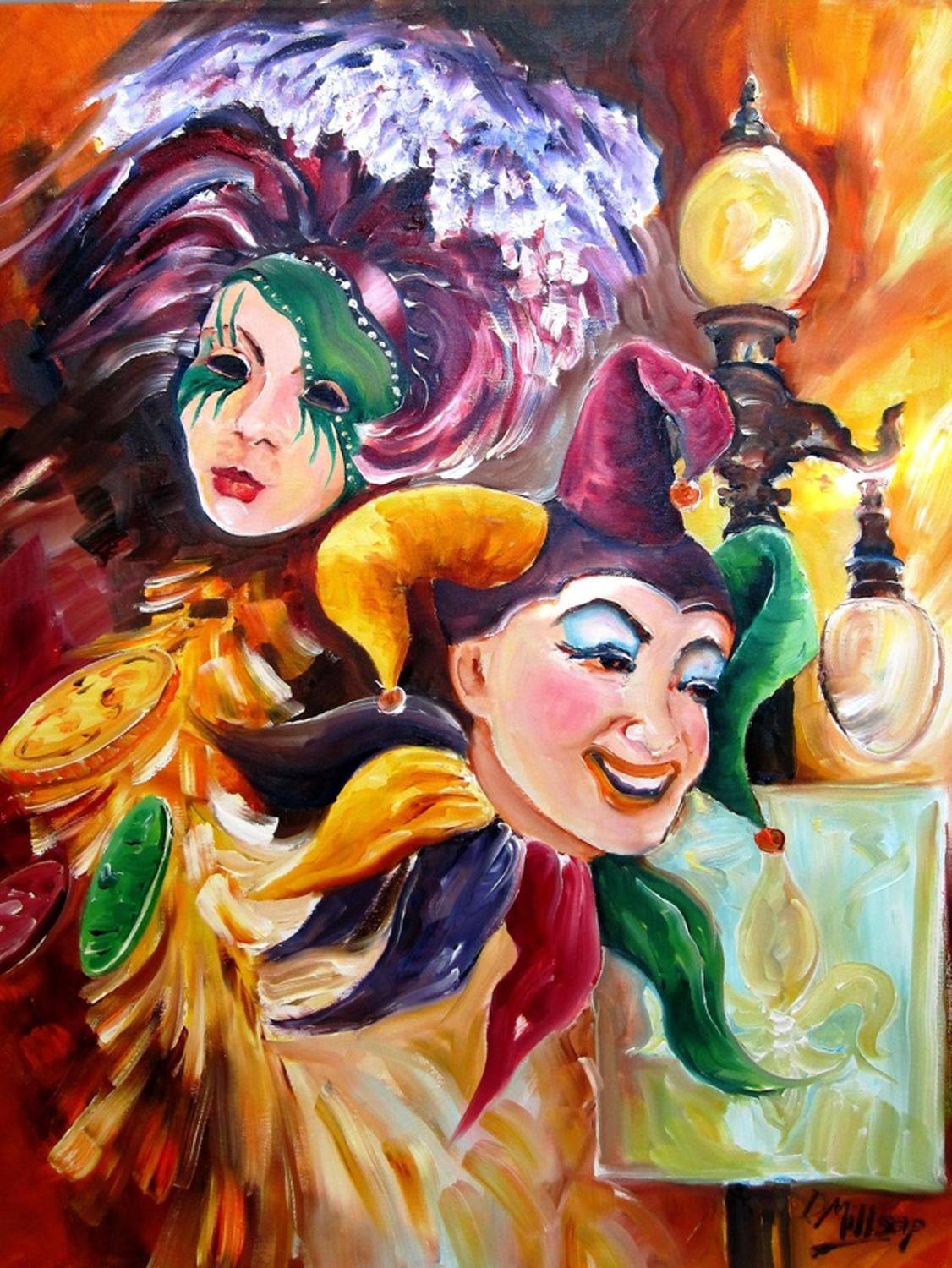 Vibrant Mardi Gras Celebration Canvas Art for Kids, 12" x 16"