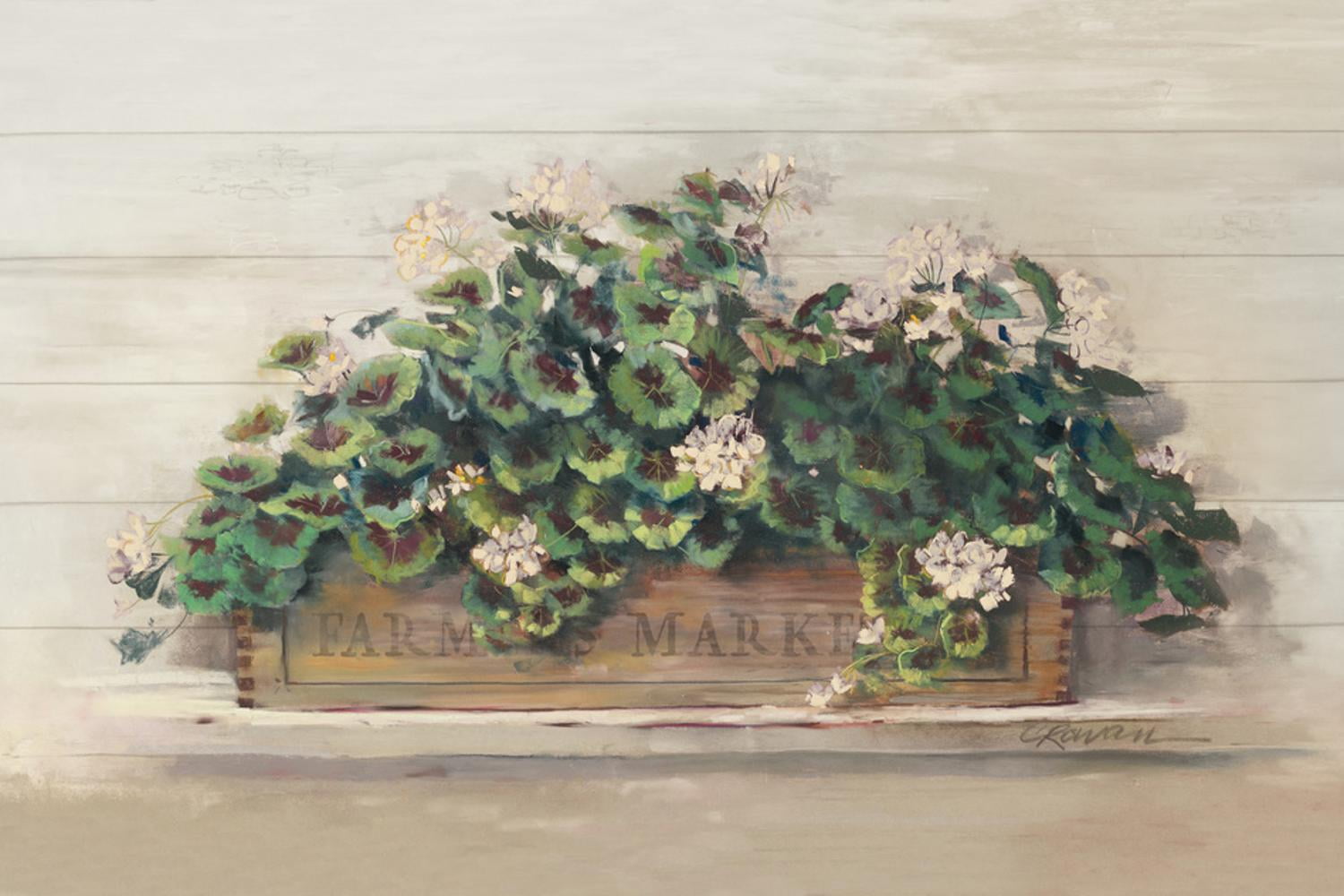 Traditional Cream and Green Floral Canvas Art for Kids, 24" x 16"