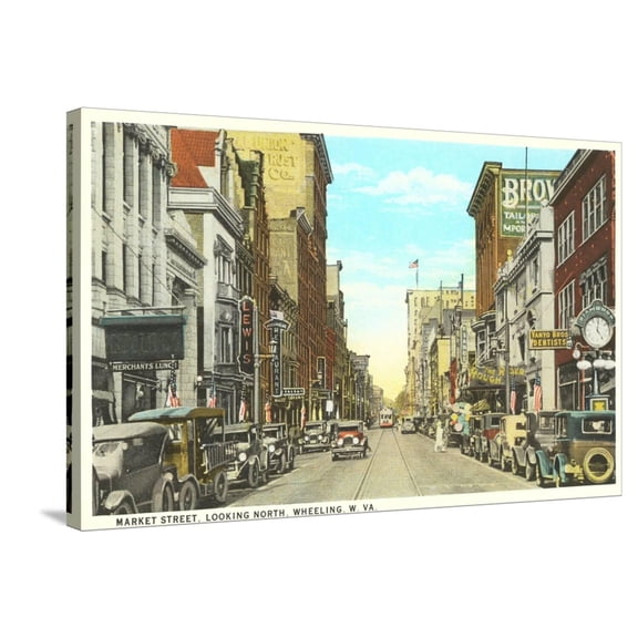 Art.com Market Street, Wheeling, West Virginia Stretched Canvas Print Wall Art, 36" x 24"