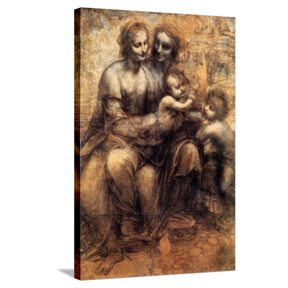 Art.com Mary, Christ, St. Anne and the Infant St. John Stretched Canvas Print Wall Art by Leonardo da Vinci, 24" x 36"