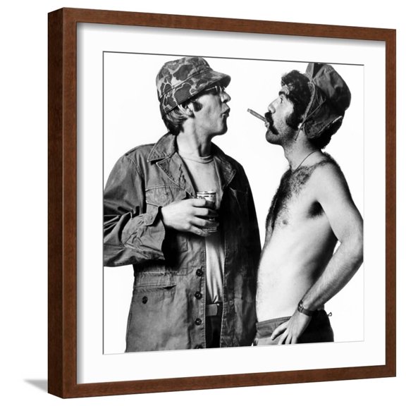 Art.com Mash, Donald Sutherland, Elliott Gould, 1970 Photo, Brown Frame Wall Art, 21" x 21"