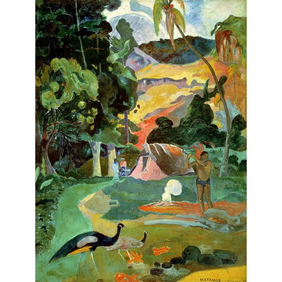 Art.com Matamoe Or, Landscape with Peacocks, 1892 Giclee Print by Paul Gauguin, 12" x 16"